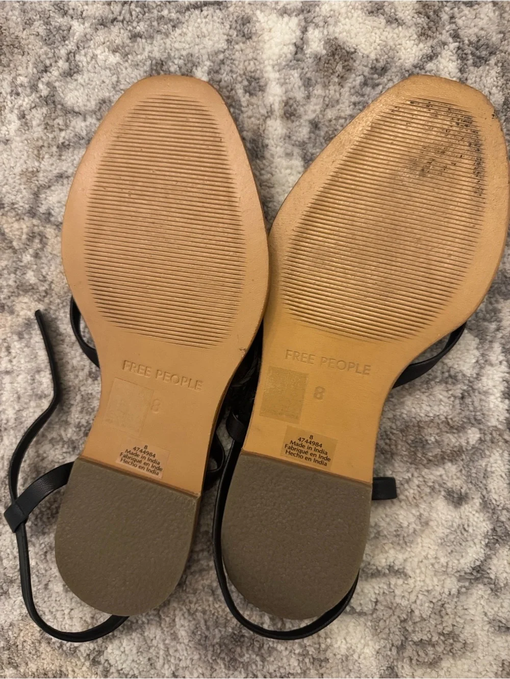 NEW Free People Sunny Days Leather Black Braided Strap Flat Sandals